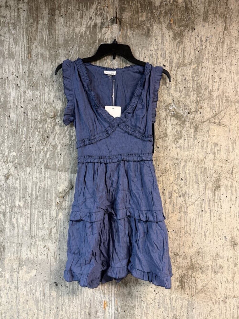 OLIVIA GREY Women's Tiered Mini Dress Size S In Navy